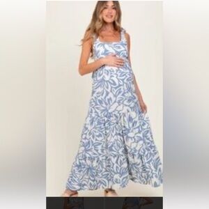 7th Ray Strapless Blue and White Floral Dress